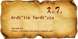 Králik Terézia névjegykártya